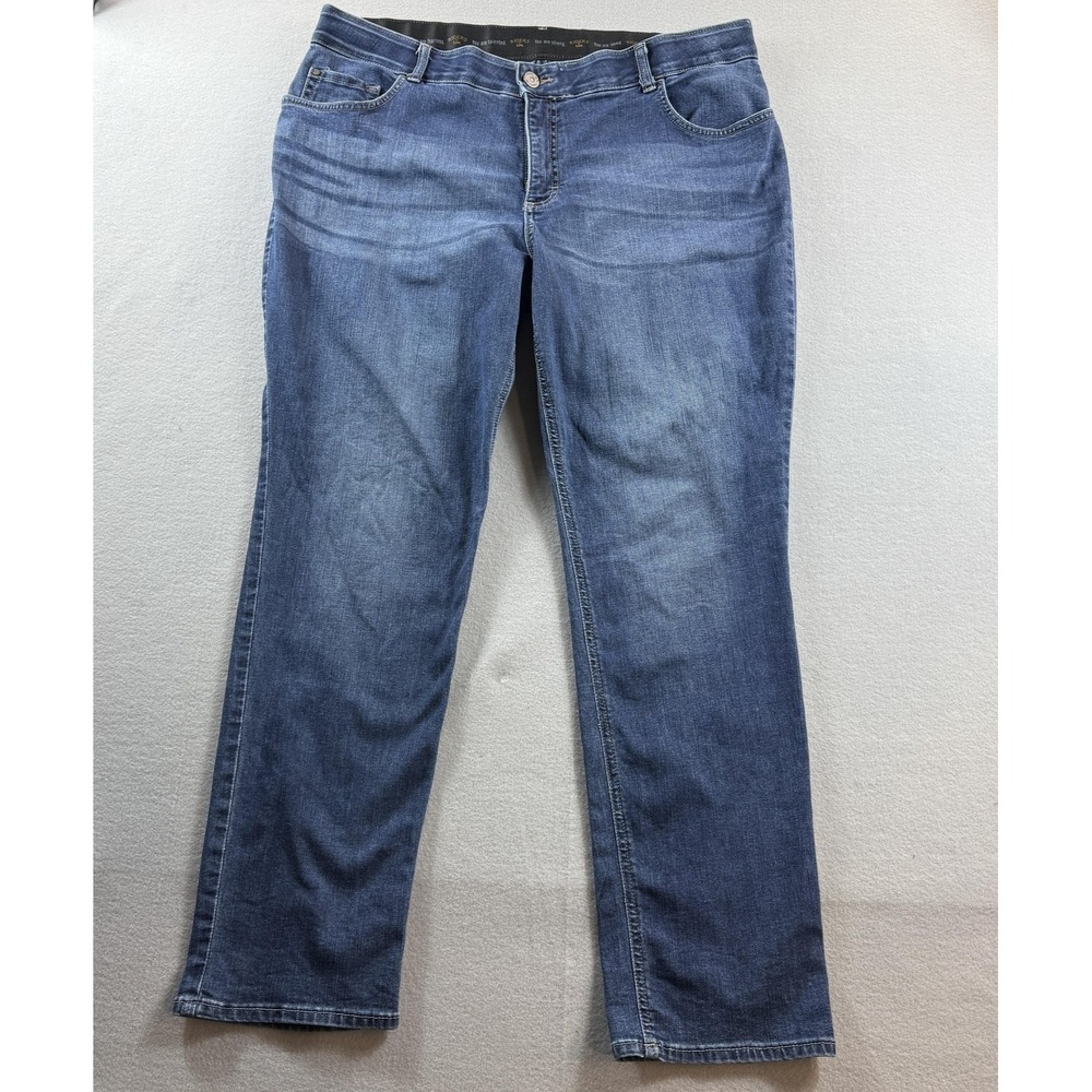 Riders By Lee Slim Straight Jeans Womens 18 Blue Med Wash Mid Rise Stretch 38x30